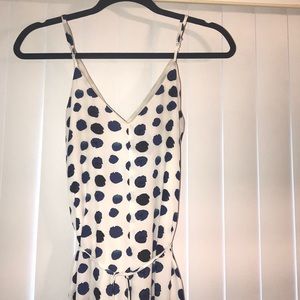 Bloomingdales blue and white jumpsuit